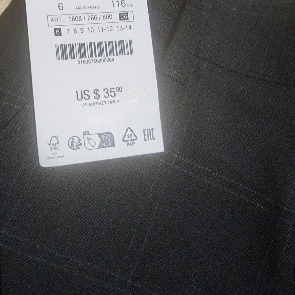 Zara Kids  Suit Pants & White Button Down Shirt 6 NWT - Picture 3 of 4